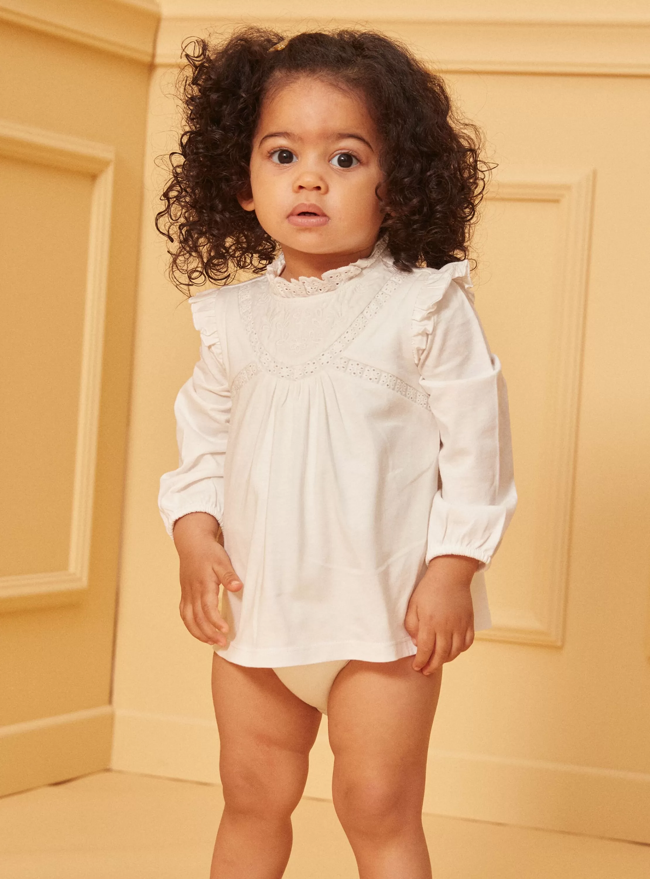 Online Sergent Major Blouse-body écrue à volants