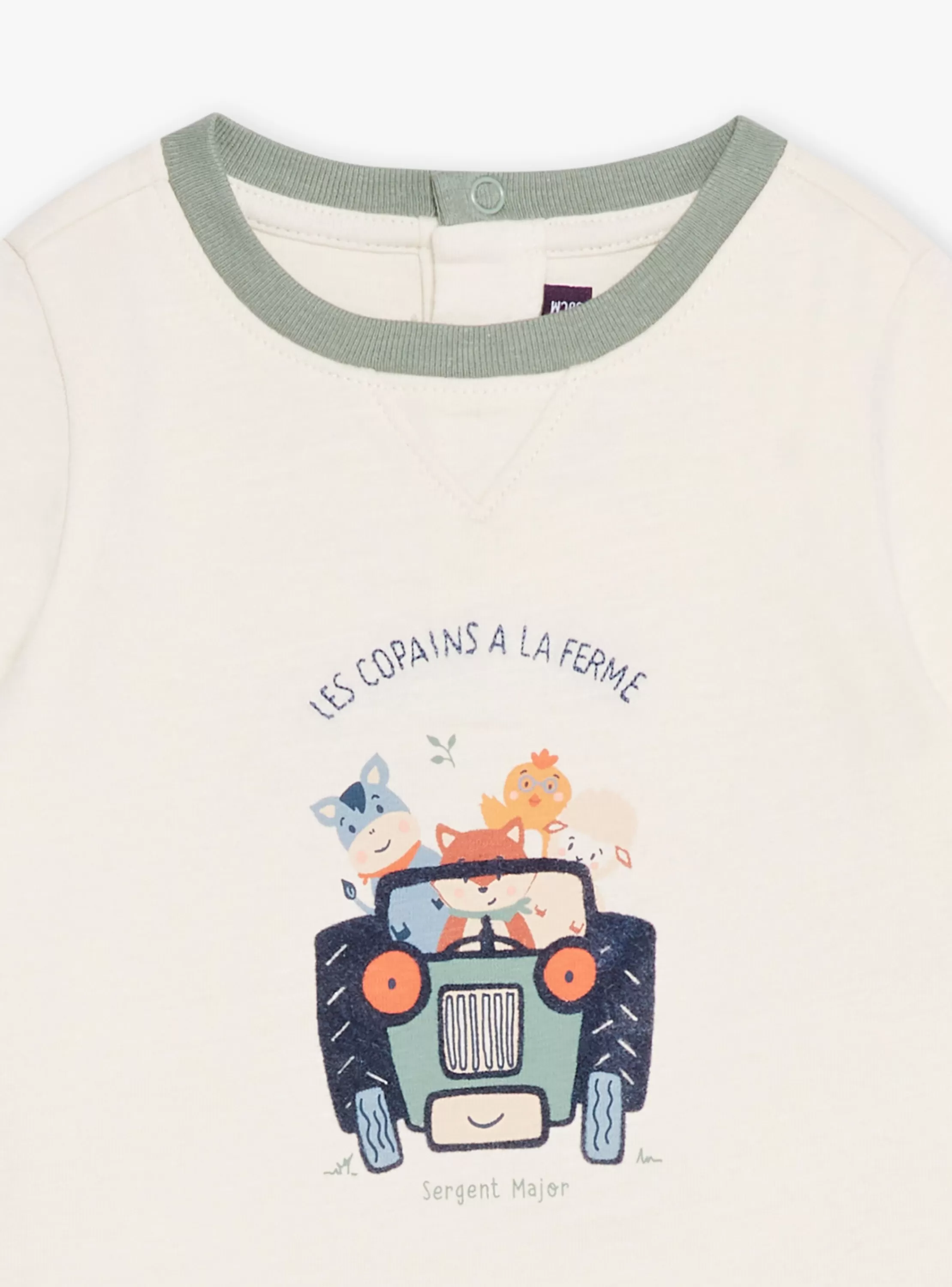 Cheap Sergent Major Body-T-shirt vanille à manches longues à motif tracteur et animaux