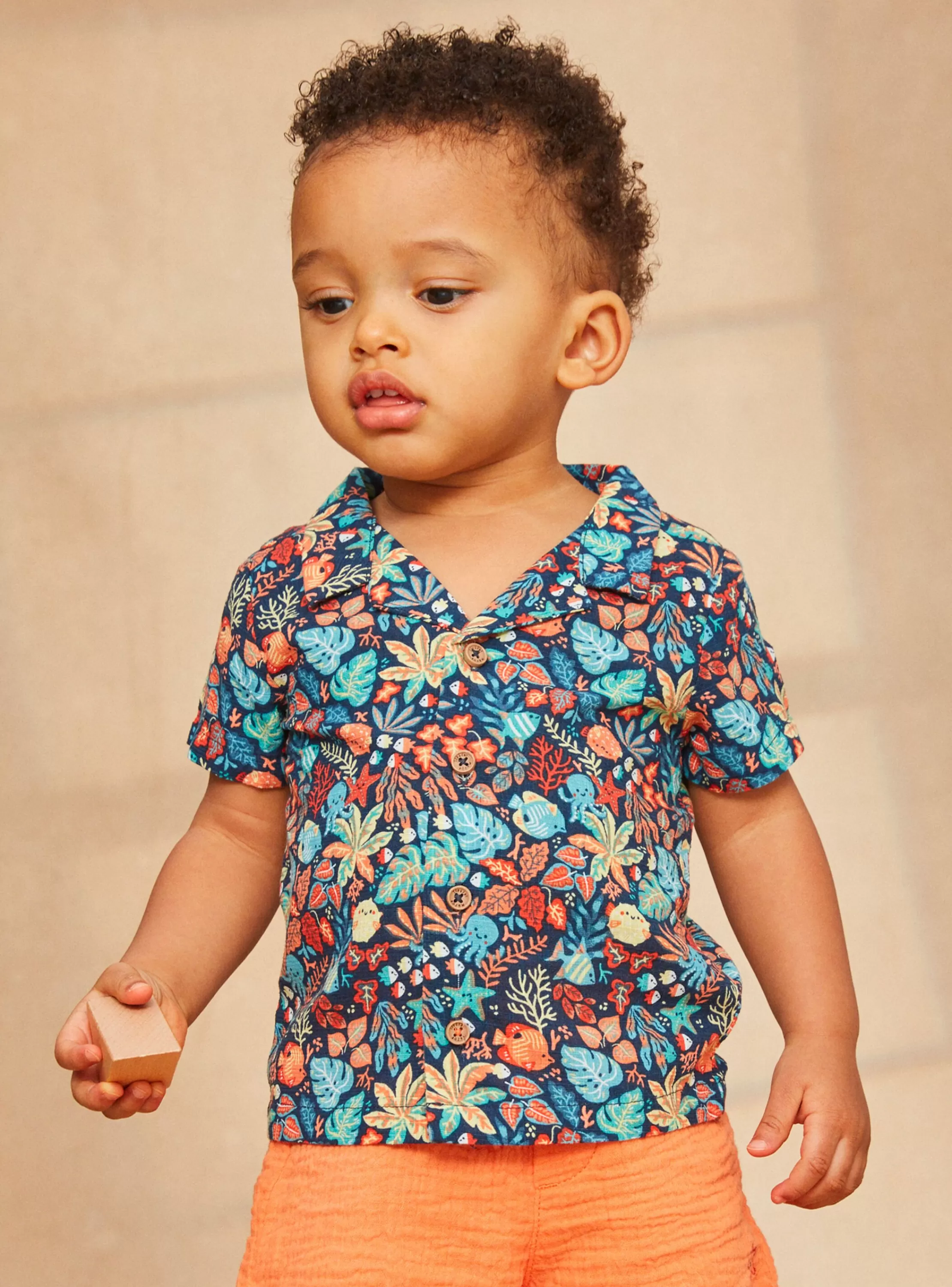 Cheap Sergent Major Chemise bleu marine à imprimé animaux marins et feuilles multicolores