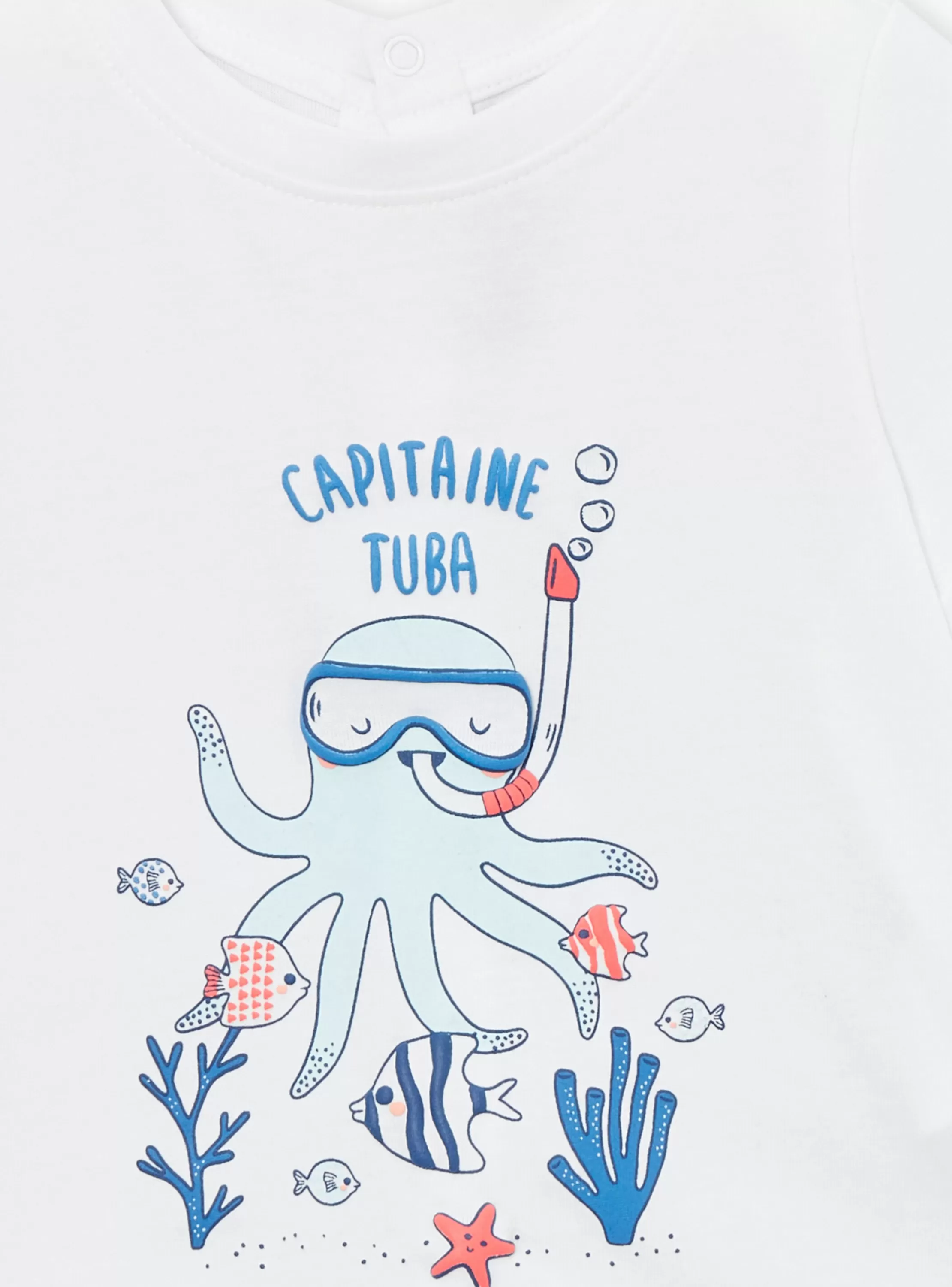 Flash Sale Sergent Major Combishort en popeline bleu marine à imprimé poisson et feuilles multicolores