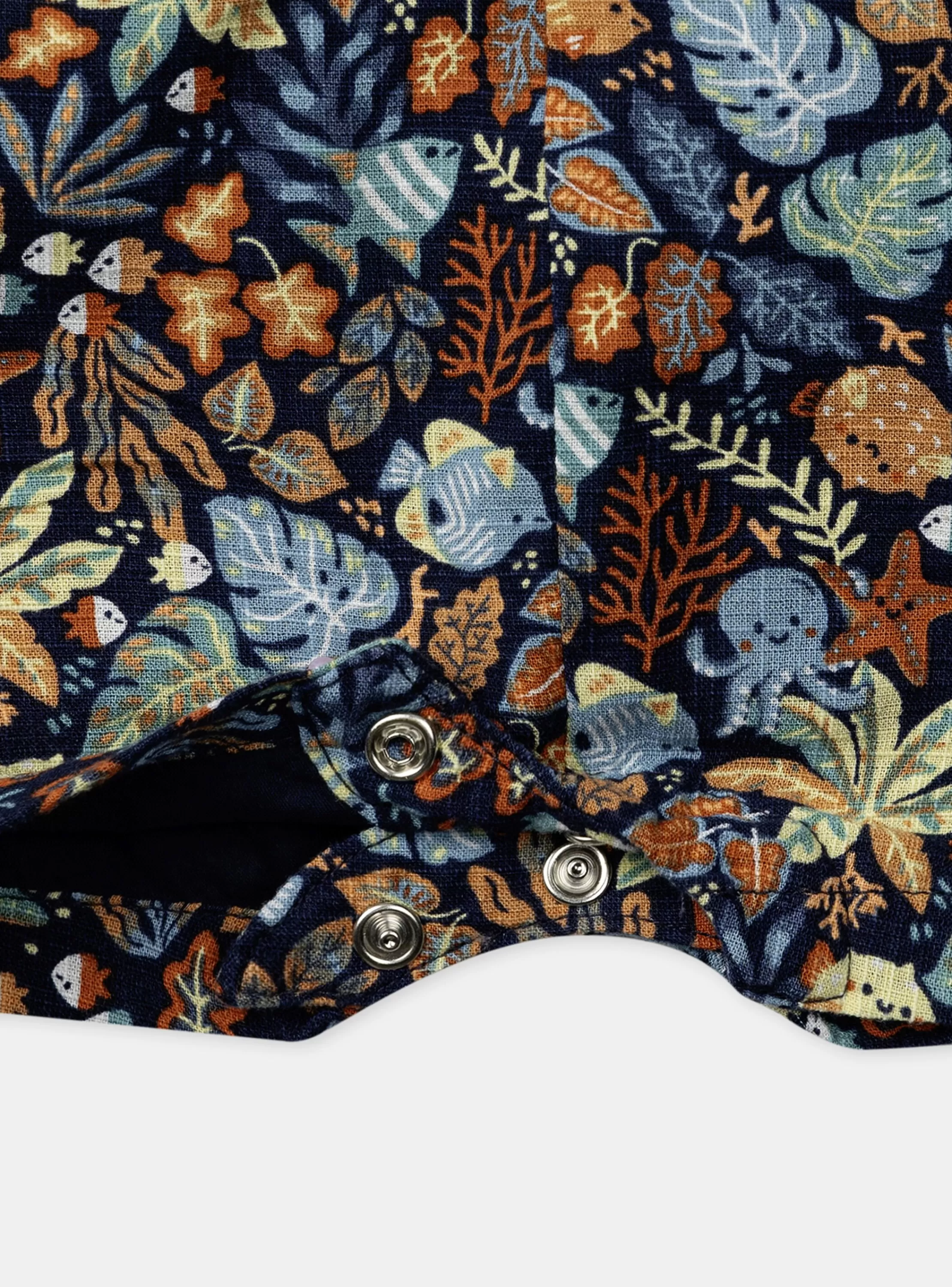 Flash Sale Sergent Major Combishort en popeline bleu marine à imprimé poisson et feuilles multicolores