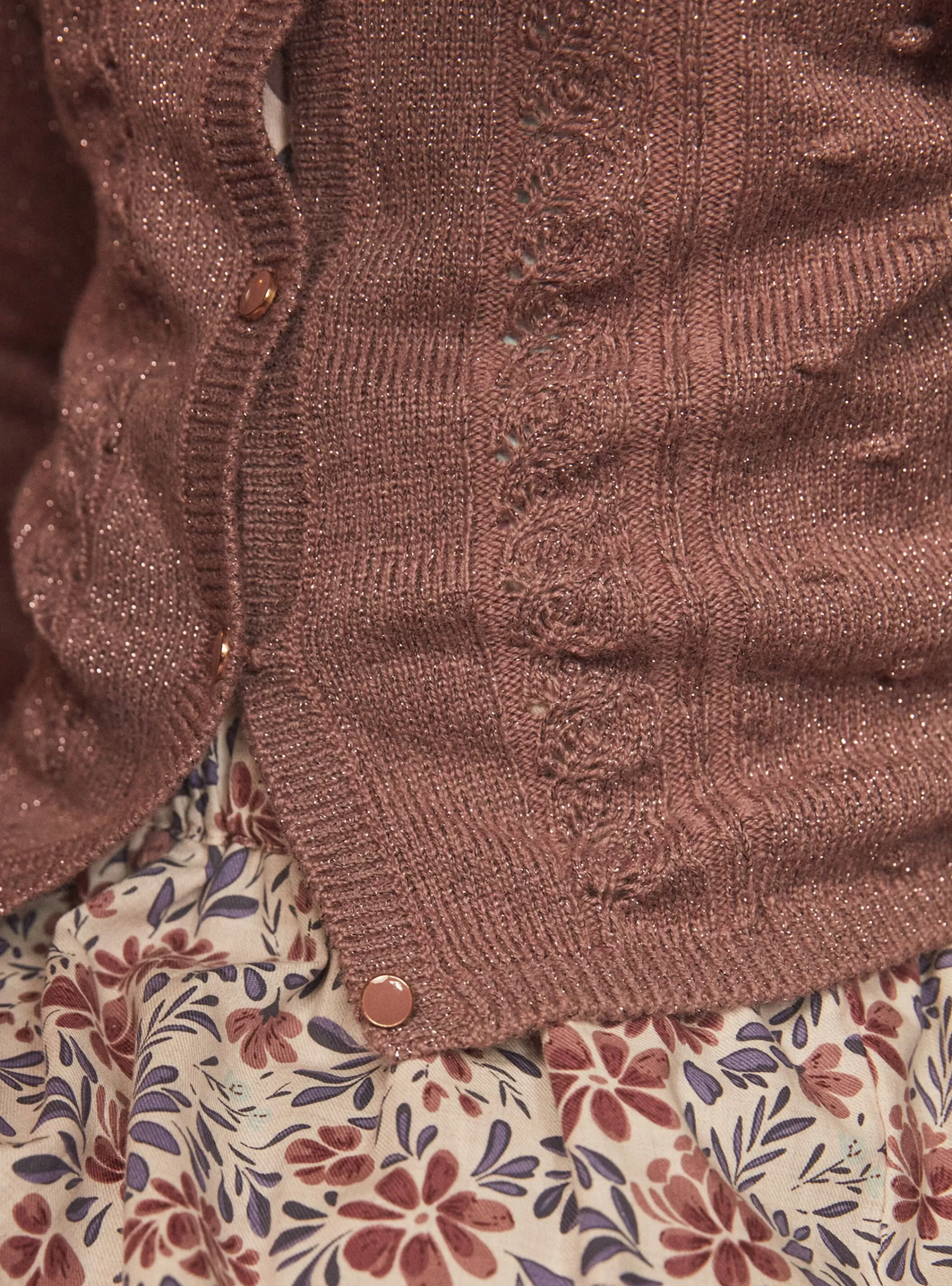 Best Sergent Major Gilet bois de rose en maille ajourée