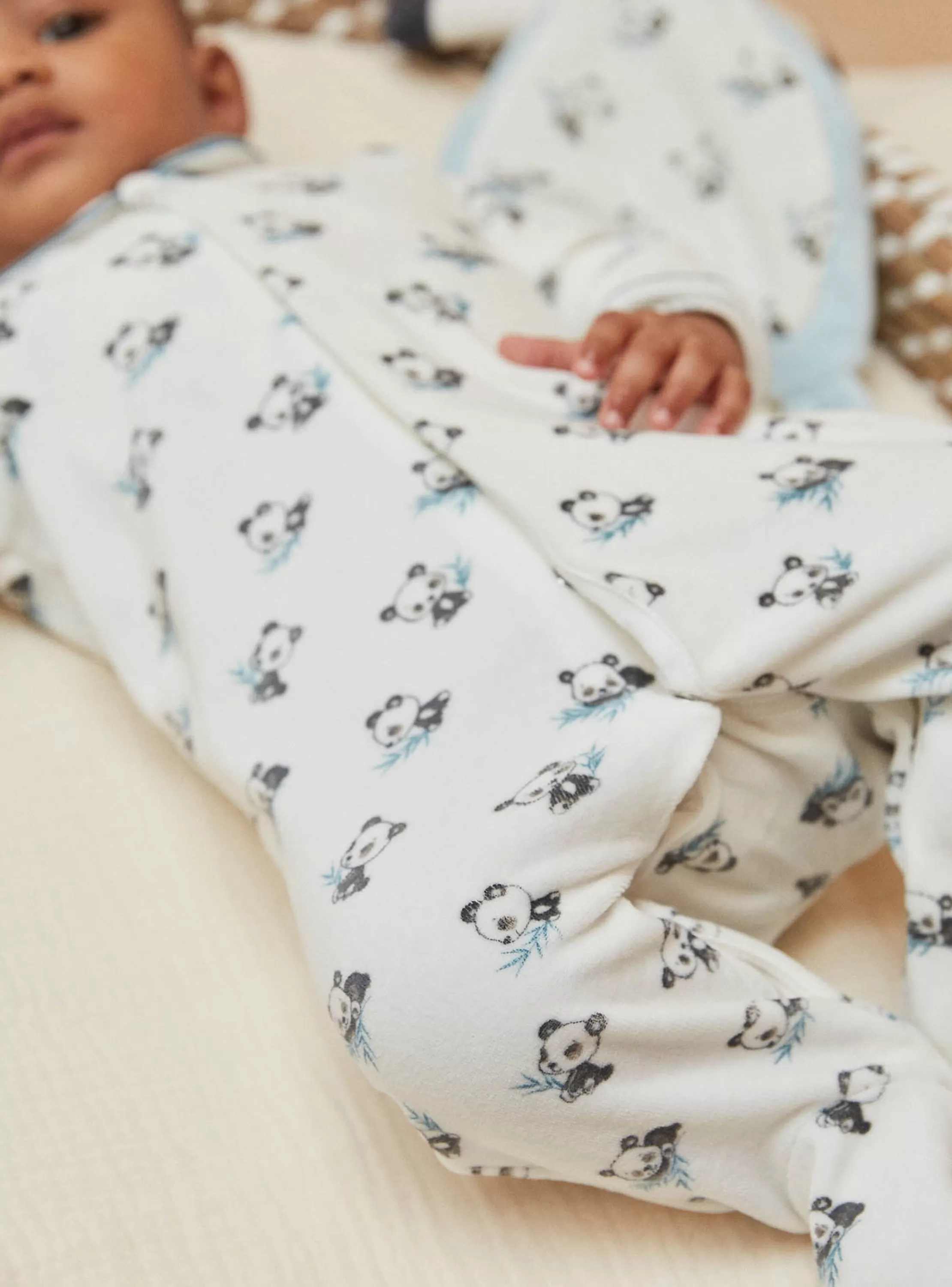 Best Sergent Major Grenouillère écrue en velours en coton biologique et polyester recyclé