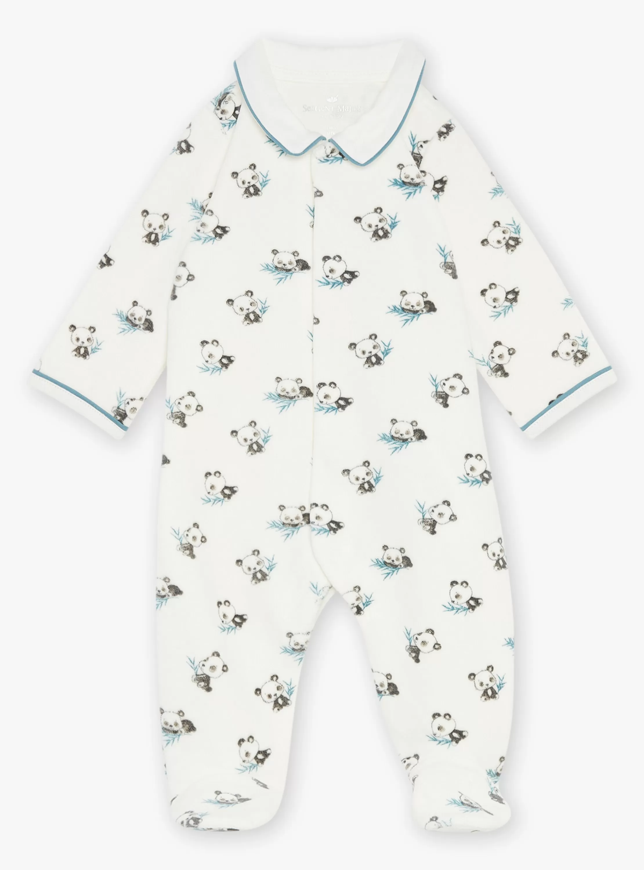 Best Sergent Major Grenouillère écrue en velours en coton biologique et polyester recyclé