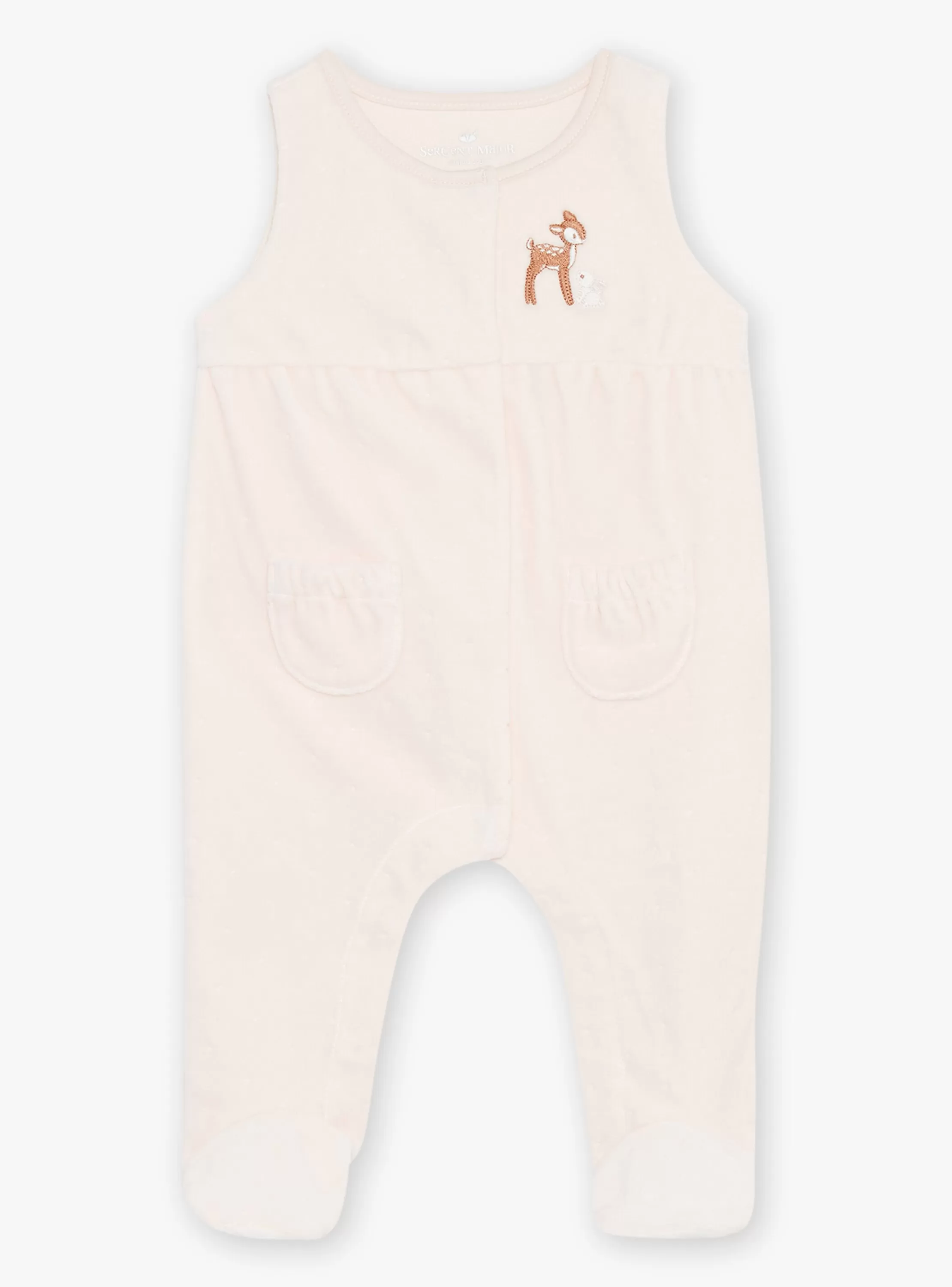Cheap Sergent Major Grenouillère rose pâle et gilet écru en velours en coton biologique et polyester recyclé