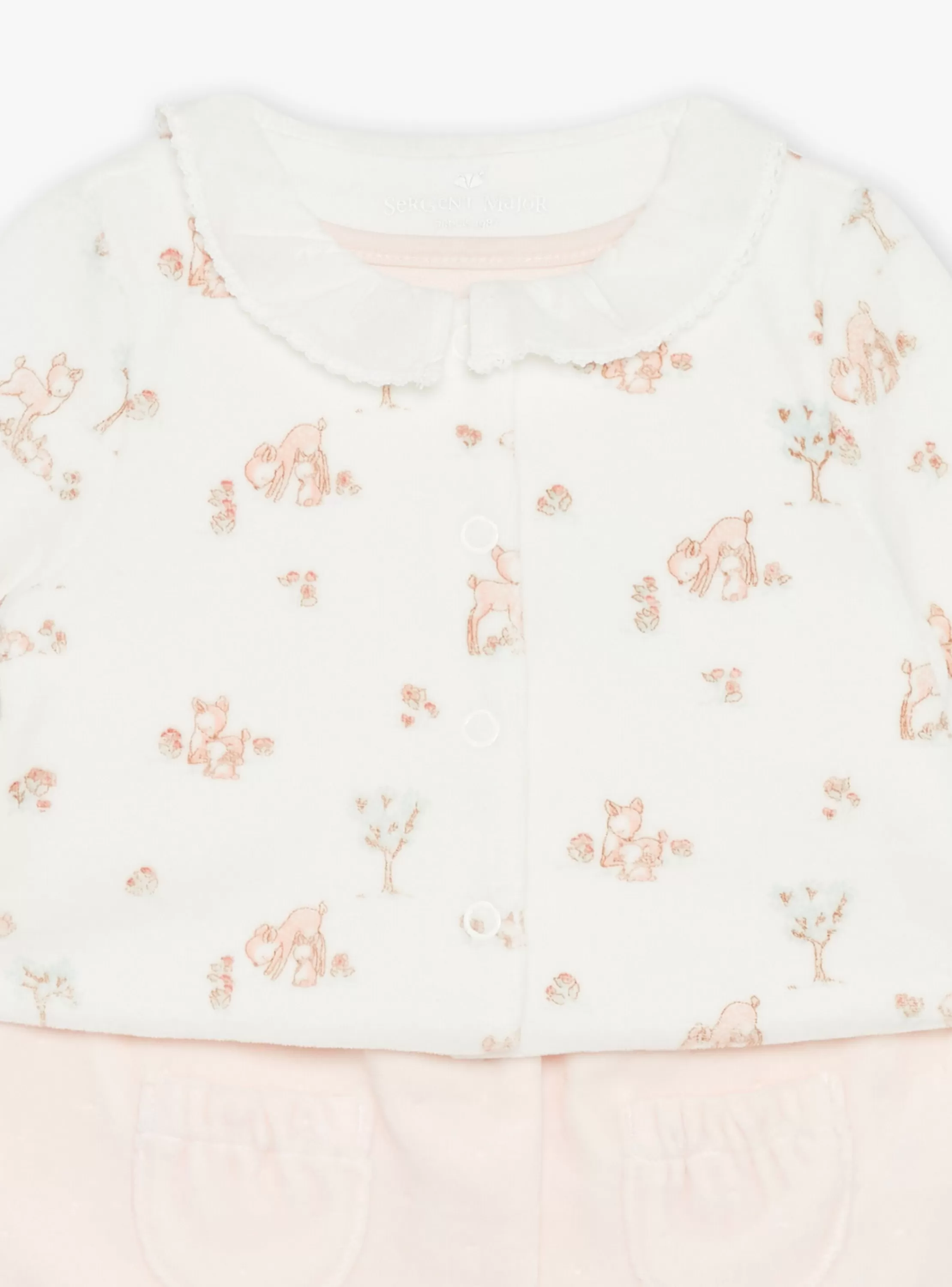 Cheap Sergent Major Grenouillère rose pâle et gilet écru en velours en coton biologique et polyester recyclé