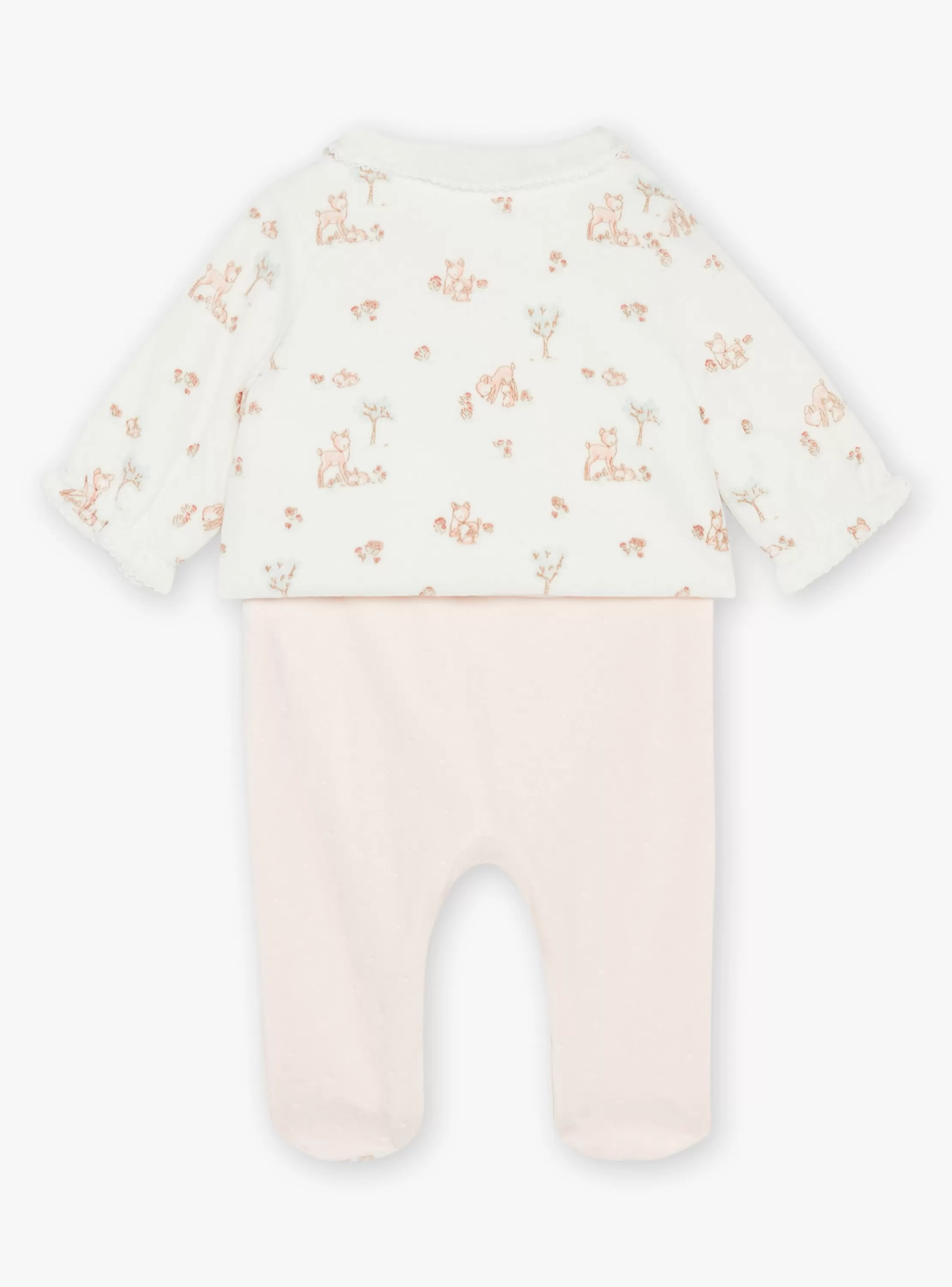 Cheap Sergent Major Grenouillère rose pâle et gilet écru en velours en coton biologique et polyester recyclé