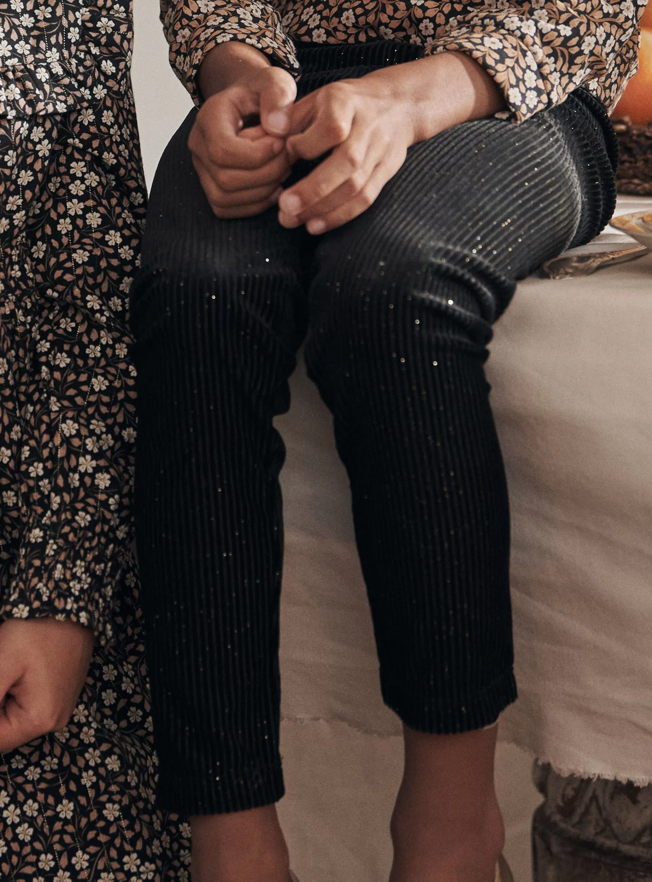 Clearance Sergent Major Legging noir en velours à paillettes