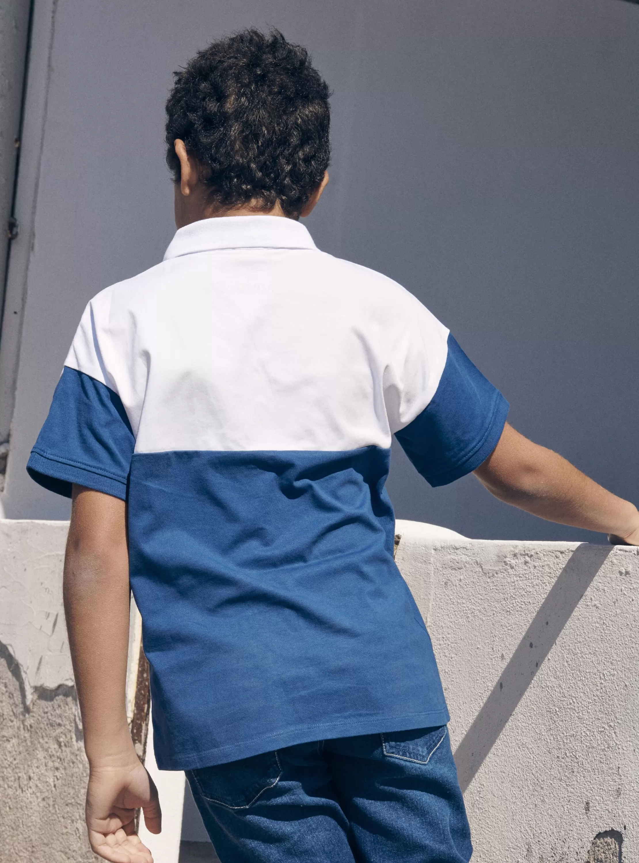Best Sergent Major Polo bleu et blanc en jersey à motif blaireau guitariste