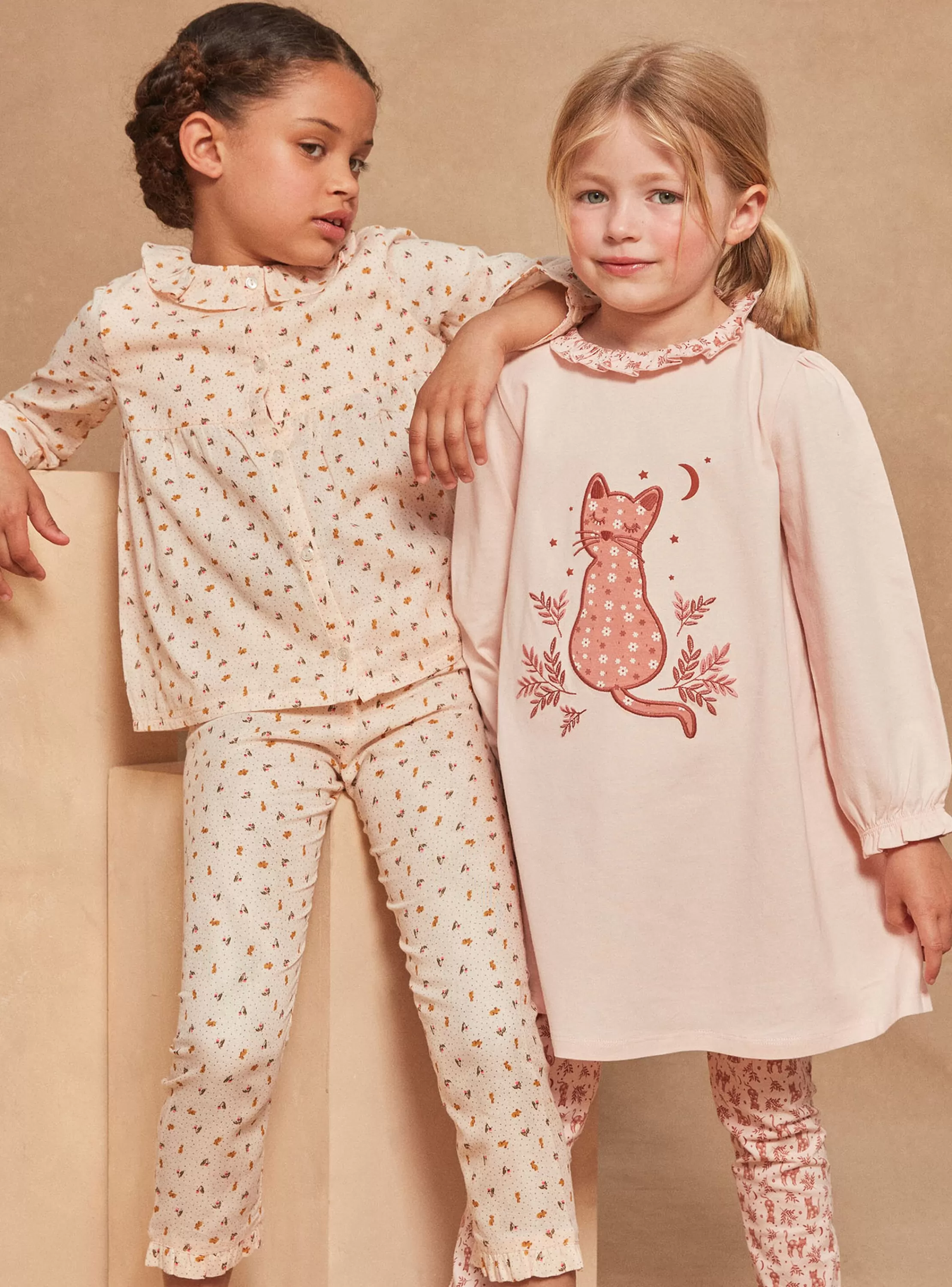 Clearance Sergent Major Pyjama rose pâle en gaze de coton à imprimé fleuri