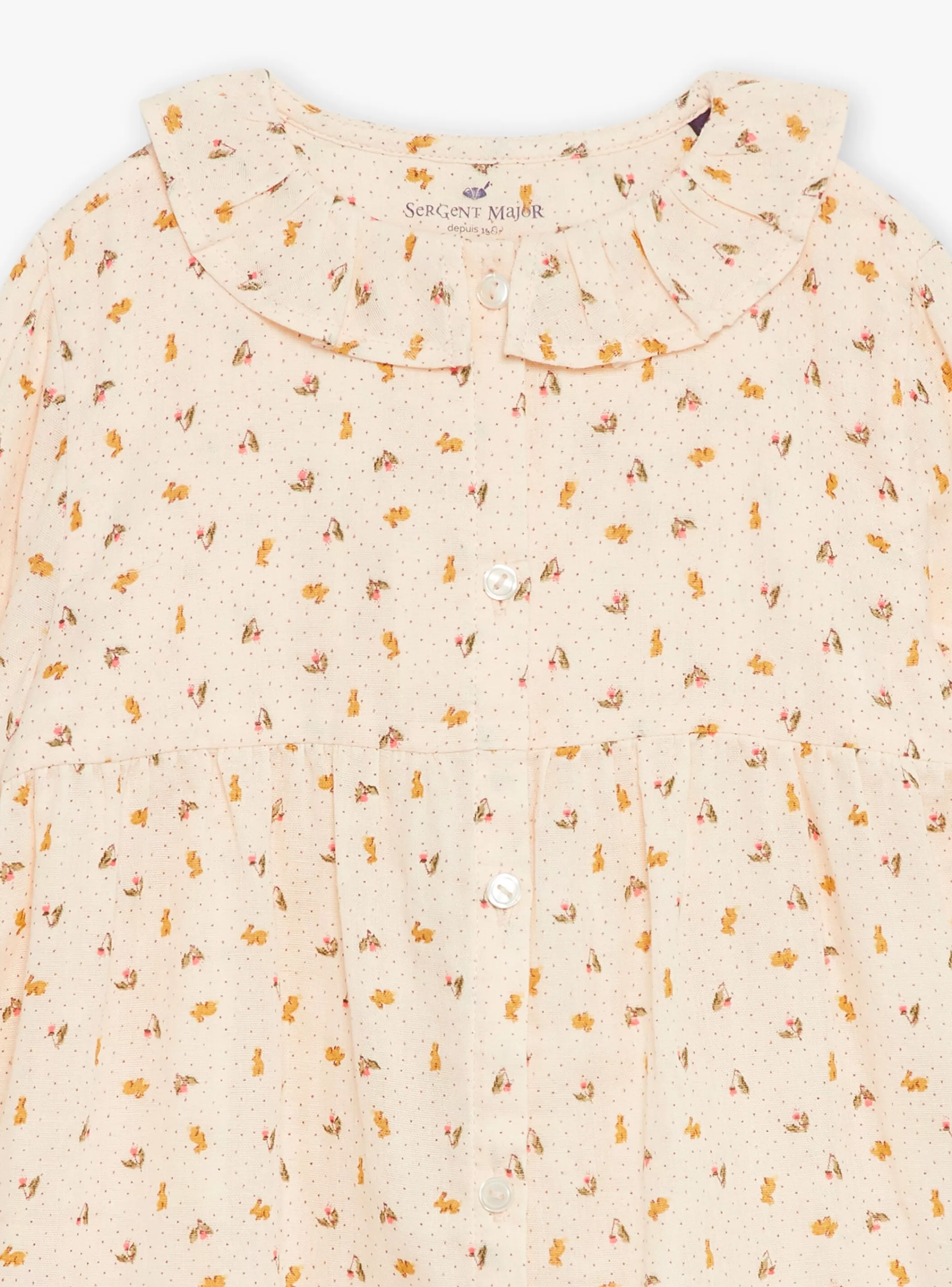 Clearance Sergent Major Pyjama rose pâle en gaze de coton à imprimé fleuri