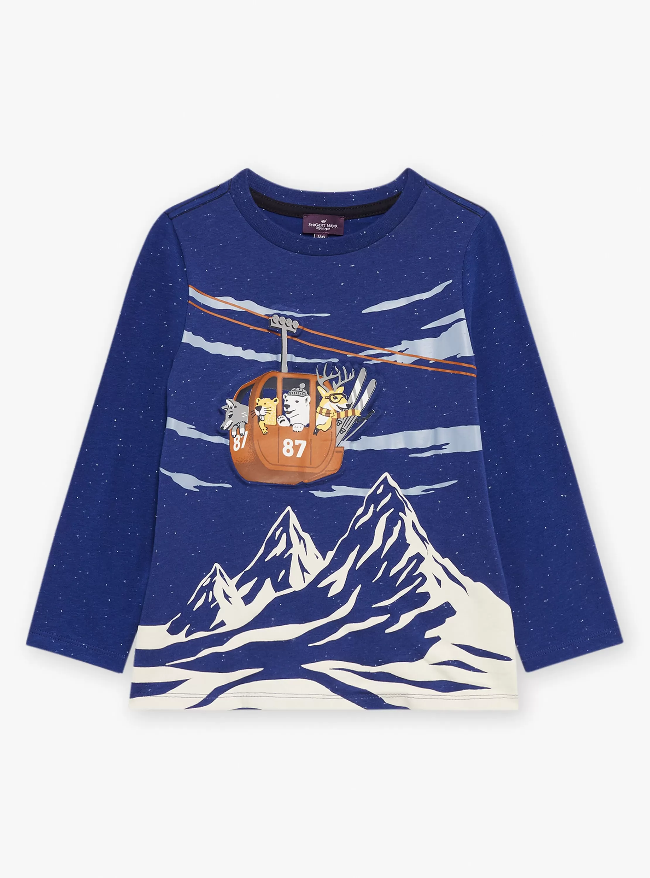 Flash Sale Sergent Major T-shirt bleu glacier à motifs montagnes et télécabine